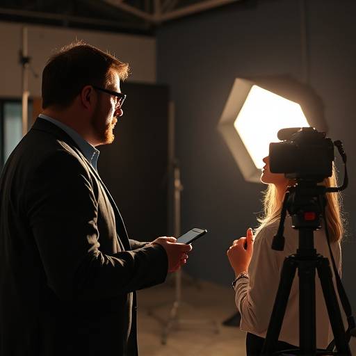 Icon depicting a consultant discussing a photoshoot with a photographer.