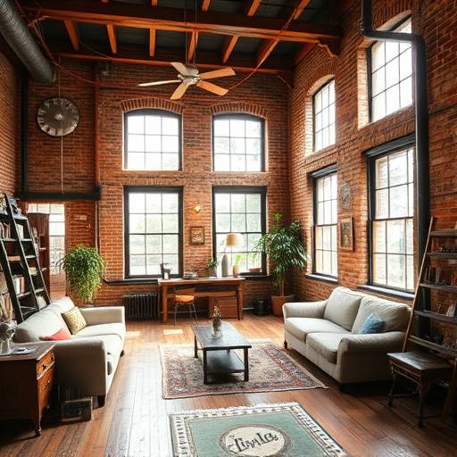The Loft Studio: Exposed brick walls, natural light, and vintage furniture for a rustic photoshoot.