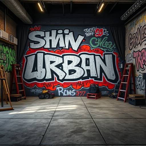 The Urban Studio featuring graffiti art, concrete floors, and edgy props for a unique industrial-style shoot.